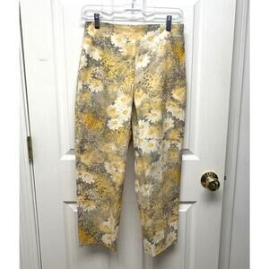 Allan Waller NWT Floral Slacks Pants Capri Crop Side Zip Hollywood Waist Size 6